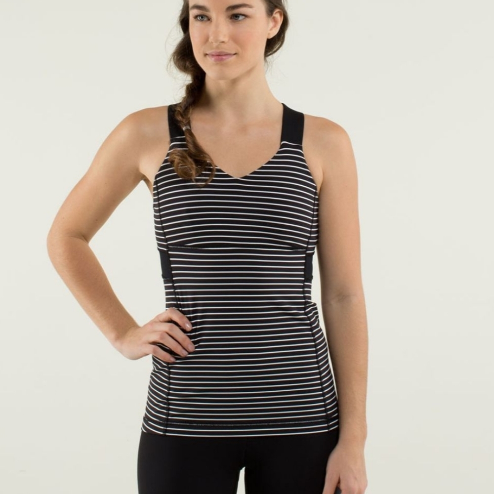lululemon athletica Black & White Striped Tank Top